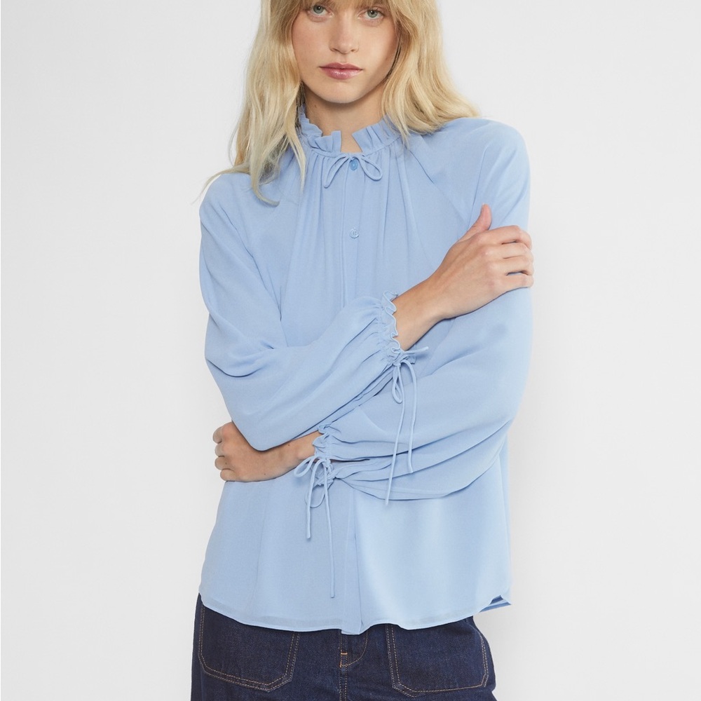 Aritzia Wilfred Olivette Blouse Blue